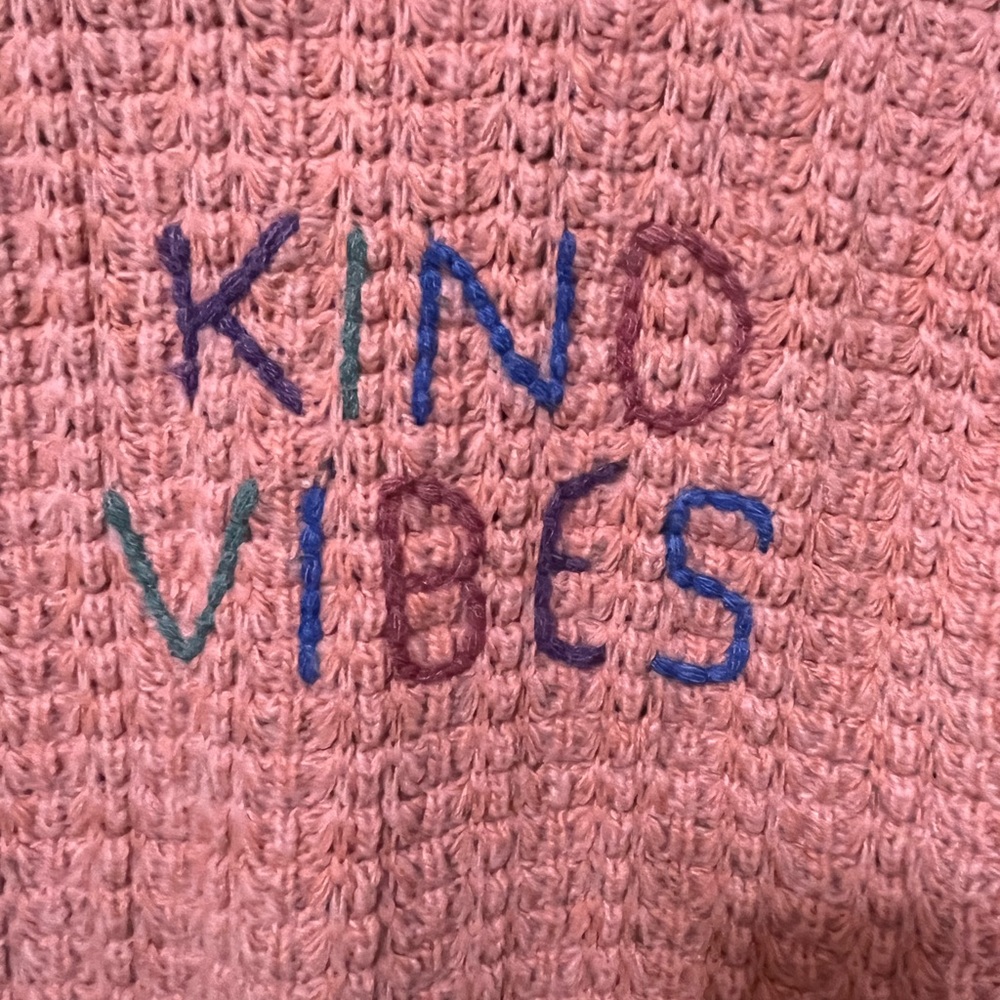 Sundance Pink and Brown Cardigan Sweater with Open Knit Pattern